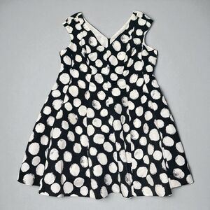 Julia Jordan Dress 18W Black White Polka Dot Fit & Flare Lined Side Pockets